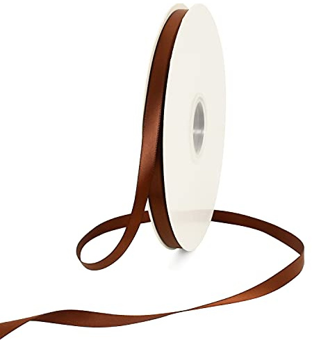 TONIFUL 3/8 Inch x 100yds Coffee Brown Color Satin Ribbon Thin Solid Fabric Ribbons Roll for Gift Wrapping Invitation Floral Hair Balloons Craft Sewing Party Wedding Popsicles Decoration