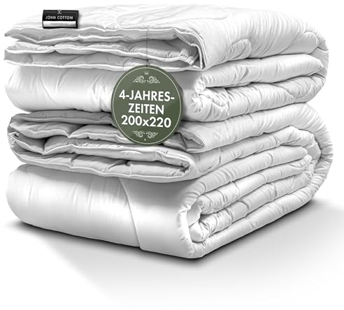 John Cotton 4 Jahreszeiten Bettdecke 200x220 - Atmungsaktive 3-in-1 Bettdecken für Sommer & Winter | Oeko-Test Zertifiziert Steppdecke | Weiche Microfaser Schlafdecke | Winterdecke 220 x 200 cm