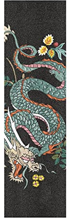 LDIYEU Dargon Grüne Blätter Japan Skateboard Griptape rutschfest Selbstklebend Longboard Griptapes Aufkleber Griffband 33X 9(1pcs)
