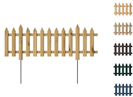 Floranica 1 STK Gartenzaun Vorgartenzaun Steckzaun Friesenzaun Zierzaun Lattenzaun 100 cm lang mit Metallpfosten Zaun für Vorgarten Gemüsebeete Höhe 40cm Unbehandelt