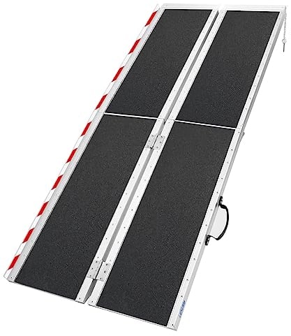 LIEKUMM Rollstuhlrampe 182,5 cm, 300 kg Tragkraft Aluminium Auffahrrampe rutschfest, Rollstuhlrampe für Treppen, Tragbare Rampe für Rollstuhl, Türschwellen, Zuhause
