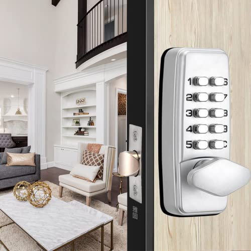 Digital Door Lock, Keypad Combination Lock, Keyless Entry Door Lock Chrome Plated Combination Door Lock with Cold Rail Processing for Indoor Outdoor Door