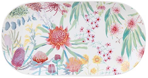 Maxwell & Williams AW0623 Assiette ovale 33 x 17 cm - Porcelaine lisse colorée - RBG Native Blooms - Fleur - Coffret cadeau