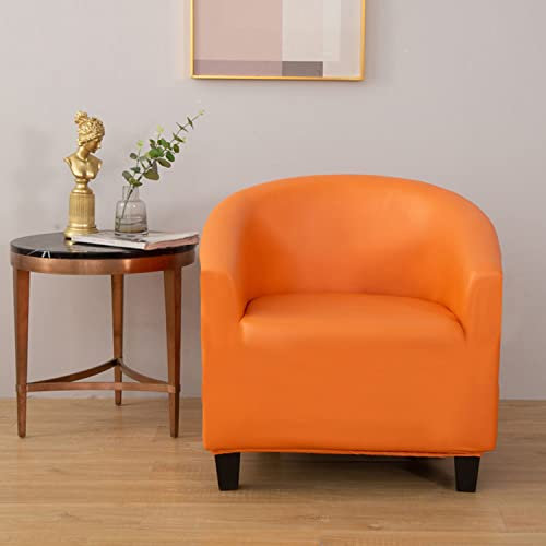 YOPOIY Wasserdicht Club Chair Schonbezug, 1 Stück PU Leder Stoff Sessel Überzug Cover Super Stretch Sofahusse für Bartheke Im Wohnzimmer-Orange