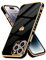 Urarssa for iPhone 14 Pro Max Case Cute Bling Plating Heart Design Cases Women Girls Shockproof Bumper Silicone Slim Protective Cover for iPhone 14 Pro Max, Black