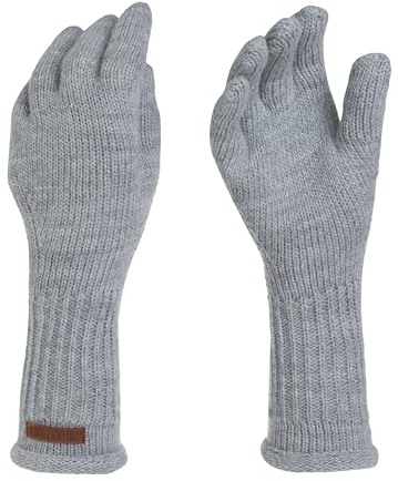 KNIT FACTORY - Lana Handschuhe - Gestrickte Handschuhe für Winter - Handstulpen aus Wolle - Hochwertige Qualität - Grau