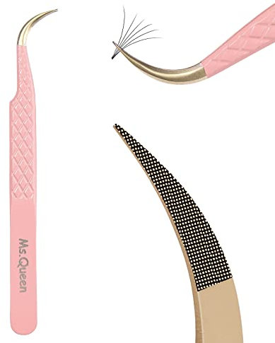 Ms.Queen Pince à épiler incurvée pour extensions de cils volumineux