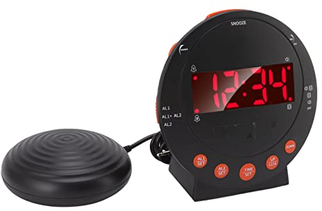 Digitaler Wecker 113 Dezibel ABS Vibrationswecker Super Shaker Extra Lauter Wecker für Studenten Elder Rotes Blinklicht