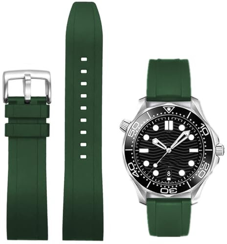 Niziruoup 21mm Uhrenarmbänder Fluorkautschuk FKM Uhrenarmband mit Schnellverschluss, Original FKM Kautschuk Armband Uhr Uhrenarmbänder Ersatzarmbänder für Herren und Damen, Gummi, Dunkelgrün