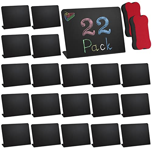 22 Stück Mini Kreidetafel Schilder (10 x 7,5cm) Kunststoff Schwarz Kunststoff Tafelschilder, Mini Tisch Tafeln, Mini Kreidetafel für Lebensmittel, Bäckerei, Einzelhandel, Hochzeiten, Parteien