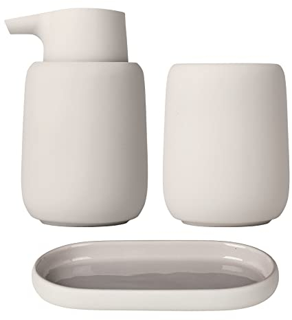 blomus SONO Badezimmer-Zubehör-Set in Moonbeam (Creme)