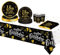 Topways Noir Or Assiette Jetable Décoration Anniversaire 18 Ans - Vaisselle Lot, Papier Assiette, Gobelets, Serviette, Nappe pour Deco Femmes Homme 16 Invités