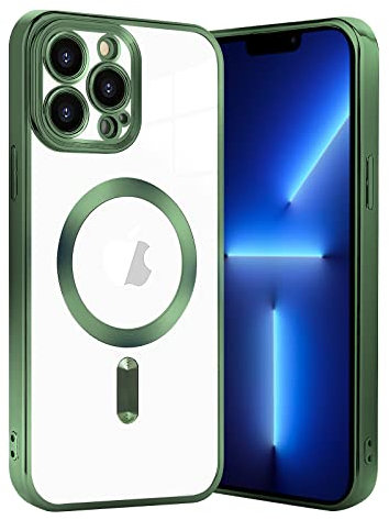 Cover Magnetica per iPhone 12 Pro Max, Compatibile con MagSafe, Ricarica Wireless Custodia per Telefono Anti-ingiallimento, Militare Antiurto Protezione, Custodia Sottile per iPhone 12 Pro Max, Verde