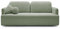 Dreisitzer-Sofa Lambina mit Schlaffunktion, Bettkasten, Boucle-Bezug in Salbeigrün