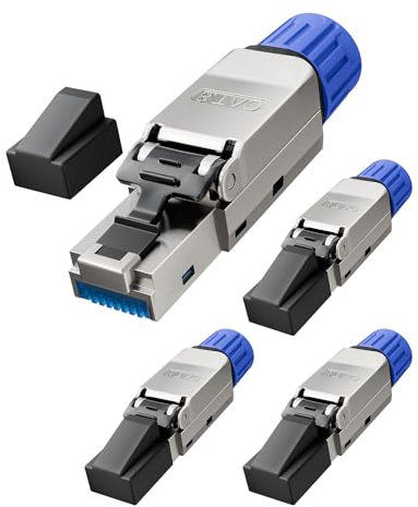 VCELINK Connecteur RJ45 Sans Outil, Connecteur RJ45 Cat 8 Plaqué or Sans Outil, blindé pour câble Ethernet Cat7/Cat8 en lot de 4