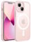 JETech Magnetisch Hülle für iPhone 13 Mini 5,4 Zoll Kompatibel mit MagSafe, Durchscheinende Matt Handyhülle Rückseite Dünn Stoßfest Schutzhülle (Rosa)