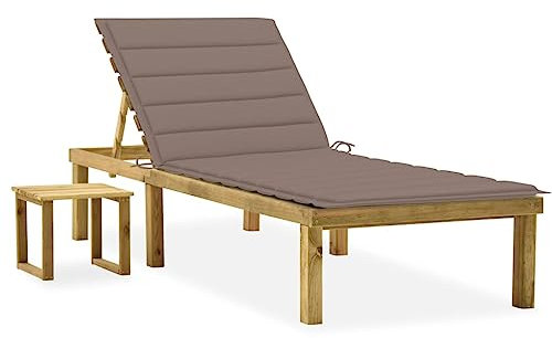 BIGBARLEY Stühle für den Außenbereich, Loungesessel, Bequeme Sitzgelegenheiten für Terrassen, Gärten und Höfe,Garten-Sonnenliege mit Tisch und Auflage Kiefer Imprägniert