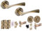 HANDLEZONE® Zena Door Handles on Rose Bathroom Deadbolt Pack with Ball Bearing Hinges - Antique Bronze