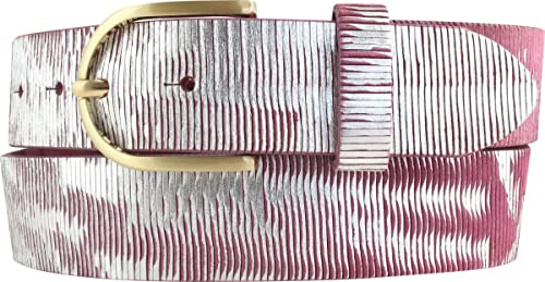 BELTINGER Damen-Gürtel aus Vollrindleder Metall-Optik 4,0 cm | Leder-Gürtel Metallic-Look 40mm | Glänzender Gürtel für Damen mit goldener Gürtelschließe 4cm