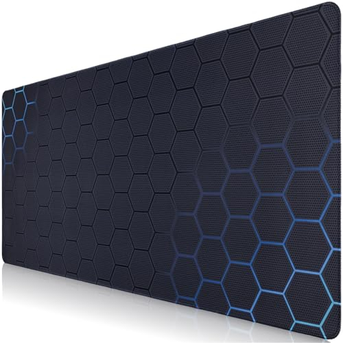 Sevenpers Gaming Mauspad,XXL 900x400mm Hexagonalmuster Mauspad,Wabenmuster Mousepad für präzise Maussteuerung,Stabiles und langlebiges Tastaturpad,Blaugrün