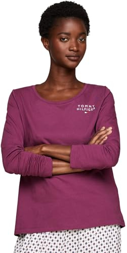 Tommy Hilfiger Damen Langarmshirt Rundhalsausschnitt, Rot (Heritage Plum), XS