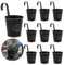 Coolty 10 Pezzi Metallo Vasi da Fiori Appesi Giardino Fioriere Vintage Secchio Portafiori da Appendere a Parete per Recinto Balcone Giardino Fioriera Home Decor con Gancio Staccabile (Rotondo)
