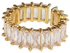 IMINI Zierlicher CZ-Baguette-Ring, offen, verstellbar, Kristall, Zirkonia, Prinzessschliff, rechteckig, stapelbar, Statement-Fingerbänder, Ewigkeitsringe, Luxus-Schmuck, Geschenke für Frauen und