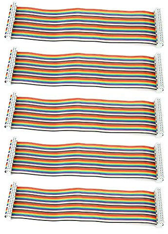 5 Stück GPIO-Flachbandkabel für Stecker auf Buchse, 40-Pin-Breadboard-Überbrückungsdraht, PC-Add-Ons, 20 cm (Mutter zu Mutter)
