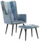 ULUYYUC Sessel, Loungesessel Outdoor Schlafsessel Armchair Living Room Loungesessel Geeignet für Arbeitszimmer Speisesaal Gesellschaftsraum Büro mit Hocker Blau Denim Patchwork Canvas