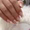 RYMAUP® Lot de 24 faux ongles à coller - Taille moyenne - Carrés - Paillettes dorées - Colle sur les ongles - Dégradé de couleur rose - Couverture complète