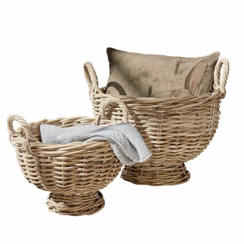 Loberon Korb 2er Set Bunyan, braun | Zwei Größen, von Hand geflochten, naturnaher Deko-Akzent, Ordnung, Aufbewahrung, Obstkorb, Rattan