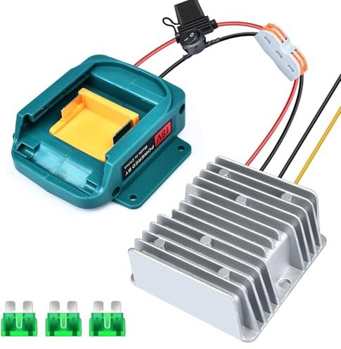 18 V auf 12 V Step-Down-Konverter für Makita 18 V LXT für Power Battery Adapter Rad, DC 12 V 15 A 180 W Abwärtswandler Regler mit 30 A Sicherung & Drahtklemme für Golfwagen RC Auto LKW Licht & DIY