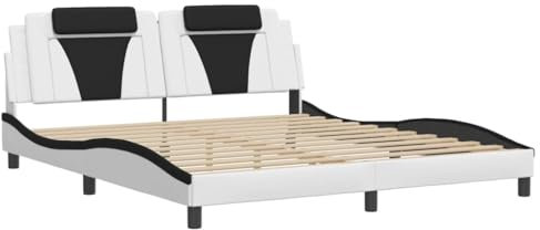vidaXL Bettgestell Viana mit LED ohne Matratze Weiß und Schwarz 180x200