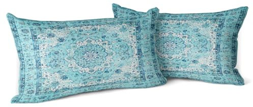Snylcce Boho Throw Pillow Covers Set von 2 Deep Sky Blue Antique & Vintage Design, Double-Sided Pattern - 30x50 cm Soft Cushion Covers für Garten Couch, Sofa, Bett - Dekorative 12x20 Inch Pillowcases