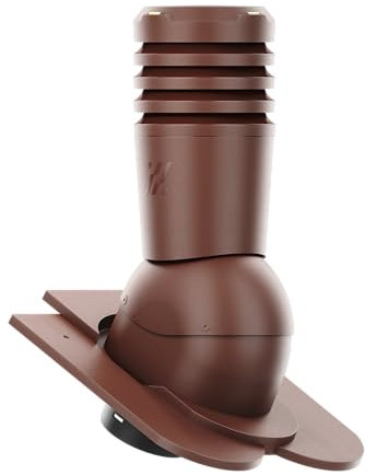 Entlüfterkamin KRONO-PLAST Ecoline Premium 125 für Biberschwanzziegel in Kronendeckung - Doppelrömer Dachziegel Lüfter Dachlüfter (braun - RAL 8017)