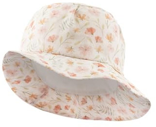 Sterntaler Hut floral - Mädchen Sommer Hut mit Allover floralem Print - Sonnenhut mit Futter aus Batist (Bio) - Baby und Kinder Strand Hut mit breiter Krempe, Fischerhut, Ecru, Größe 51