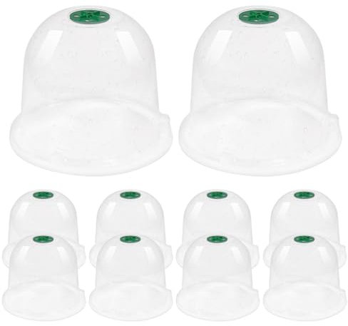 Eventerde 10 Pièces Cloche pour Pla-ntes De Jardin - Couvercle De Cloche De Dôme De Plan-Te, Plan-Te Succulentes Couvercle Jardin Cloche Dôme, Dômes D'humidité Réglables pour Plan-Te Serre