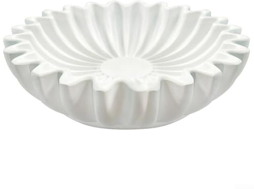 Eawfgtuw Stylish Key Bowl for Kitchen, Contemporary White Groove Design, Modern Home Decor
