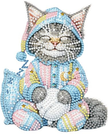 Demiawaking 5D DIY Diamond Painting Tischdeko Tiere Set, Diamant Malerei Schütteln Kopf Hund Katzen Kit, Diamant Painting Tisch Deko Wackelkopf Hund Wackelfiguren (H)