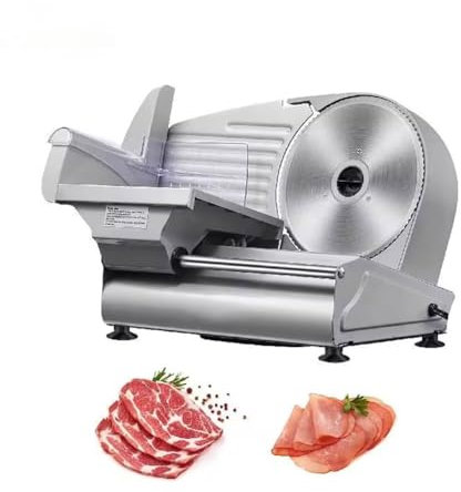 Electric Food Slicer, Meat Slicer, 180W Electric Deli Food Slicer, Dust Proof Meat Slicer, for Bread Maker Cover Deli Slicer, Stainless Steel Blade and Blade Guard Adjustable Thickness, for Bread