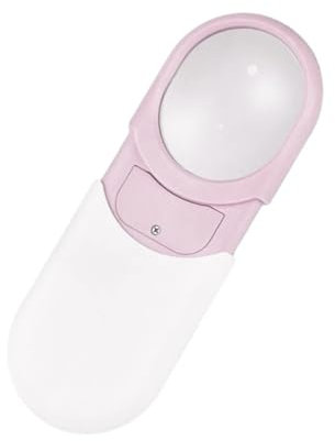 VNJUGF Kleine Lupe mit LED-Licht, 10-fach beleuchtete Taschenlupe, Handlupe mit Beleuchtung for Naharbeiten wanglan(Rosa)