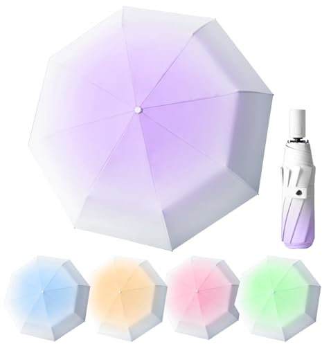 EEPLUYTY Regenschirme, Automatischer Regenschirm, Taschenschirm Auf-Zu-Automatik Mit 8 Rippen, Regenschirm Sturmfest, Regenschirm Mit Uv Schutz, Automatisches Öffnen Und Schließen (Lila)