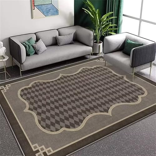 ROSURUG Teppich Mit Muster Auslegware Teppichboden Diamant mit Bordüre Design Kristall Samt Teppich Interieur Wohnzimmer Zubehör Deko Hochzeit Tischdeko(Grau 60X90cm)