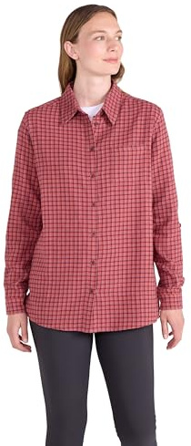 Mountain Warehouse Balsam Brushed Longline Langärmeliges Damen-Flanell-Hemd - atmungsaktiv, kariert, Antipilling, leichtes Top - kaltes Wetter, Frühling, Sommer Rost Damengröße EU 42