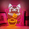 ineonlife Fortune Cat Gold Dollar Neon Led pour Décoration Murale, Néon Led Dimmable Enseigne Lumineuse Alimenté par USB, 5V 2A pour Cuisine Restaurant Café Boulangerie Bar Décoration de Fête