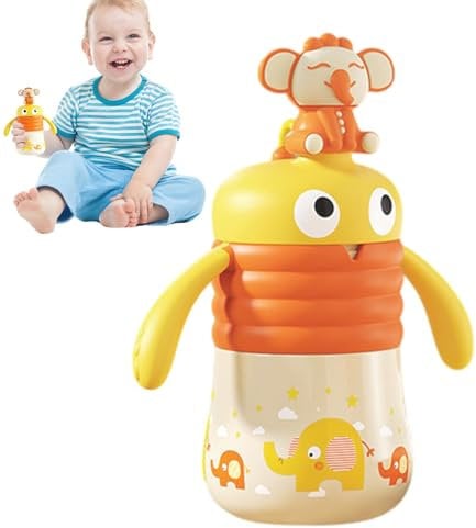 Thermobecher für Kinder - Kinderbecher, Niedlicher isolierter Strohhalmbecher für Kinder | Vakuumisolierte Wasserflasche aus Edelstahl für Kinder, niedlicher Tier-Strohbecher für die