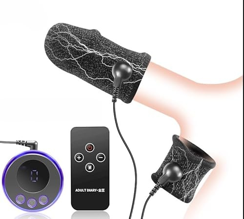 LZYLWC Elektrischer Penis- und Hodenring mit 8 Stimulation Modi&19 Intensitätsstufen – Flexibler Reizstromgerät mit Host und Penis-Elektroden-Ring SM Sexspielzeug für Elektrosex(Schwache Strömung)