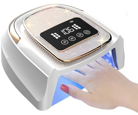 Asimebesty Lampada UV LED Unghie Ricaricabile Senza Fili, 120W Fornetto Unghie con 4 Timer 30/60/90/120S, Sensore Automatico Display LCD Professionale Lampada Unghie per Gel Semipermanente AS-2502G