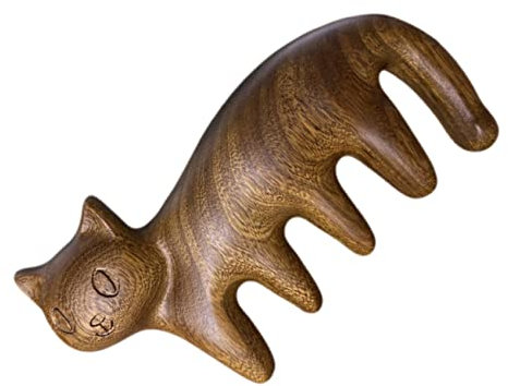 WRITWAA Kopfhaut-massagekamm Aus Holz Katzenförmiger Massagekamm Für Katzen Glatter Holzkamm Zur Entspannung Der Kopfhaut Und Massage Von Kopf Nacken Und Rücken