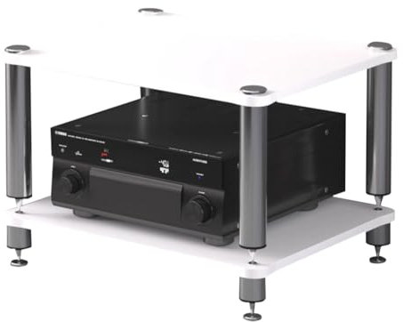 Easnuroz Cabina De Audio HiFi 2/3/4-Tiers HiFi Tocadiscos De Pie Soportes Y Racks HiFi Armario Rack Audio Estante AV Mesa TV para Amp/Turntable/Sky Box/Printer(Blanco,60 * 48 * 38cm(2Tier))